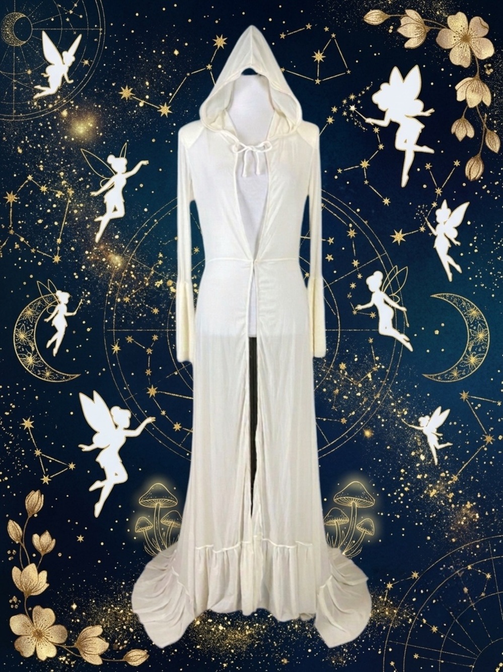 Dolls Kill Club Exx Glam Goth Fairycore Regency Bridal Festival Hooded Duster L
